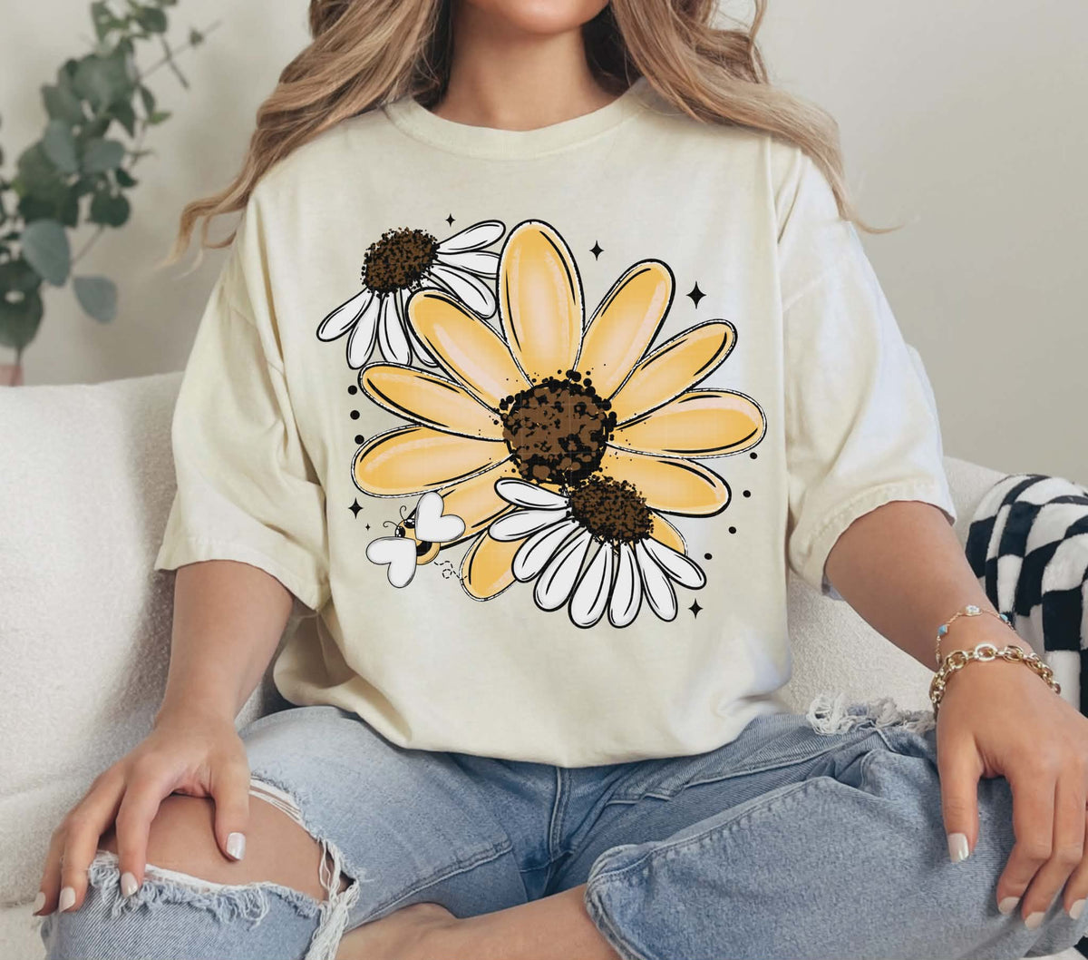 Yellow and white flowers (Linda) DTF Transfer
