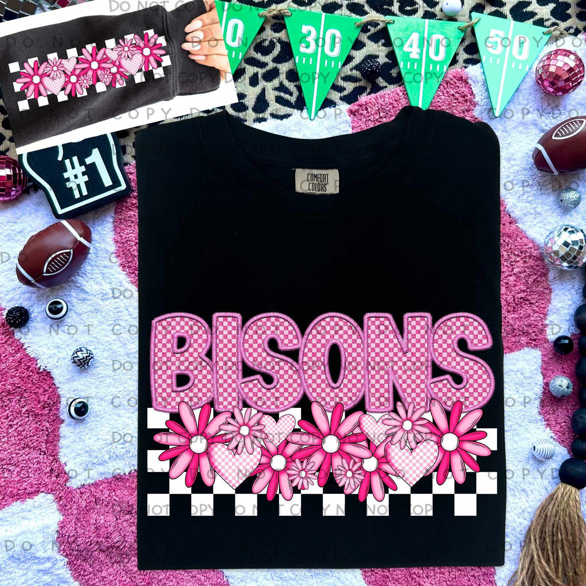 Bisons pink checkered (caplinger) 77859 DTF transfer