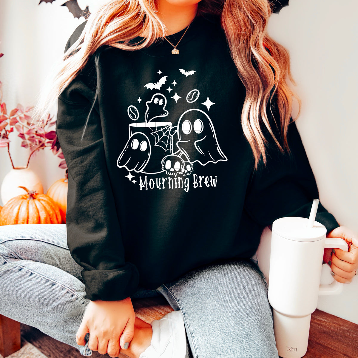 Mourning Brew coffee ghosts black CSC DTF transfer