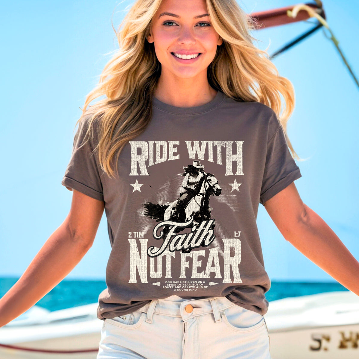 Ride with faith not fear 95458 DTF transfer