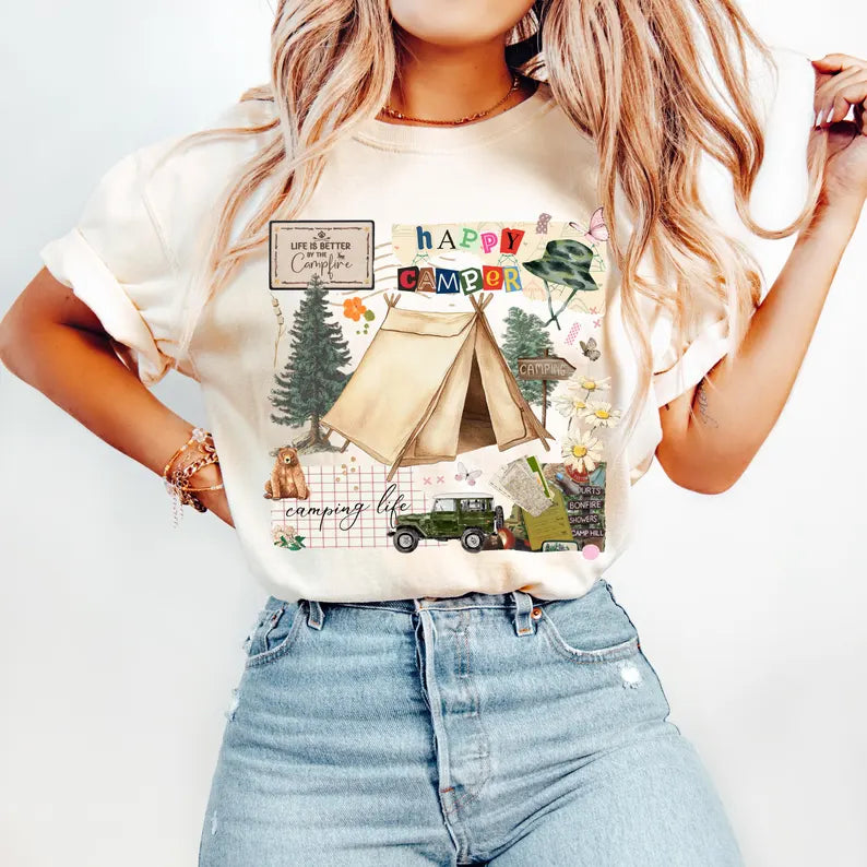 Happy camper camping items 94747 DTF transfer