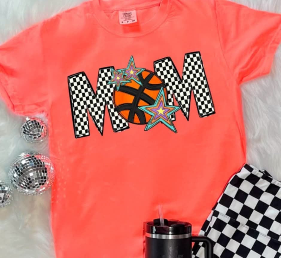 Mom checkered with basketball (S&G) 87075 DTF transfer
