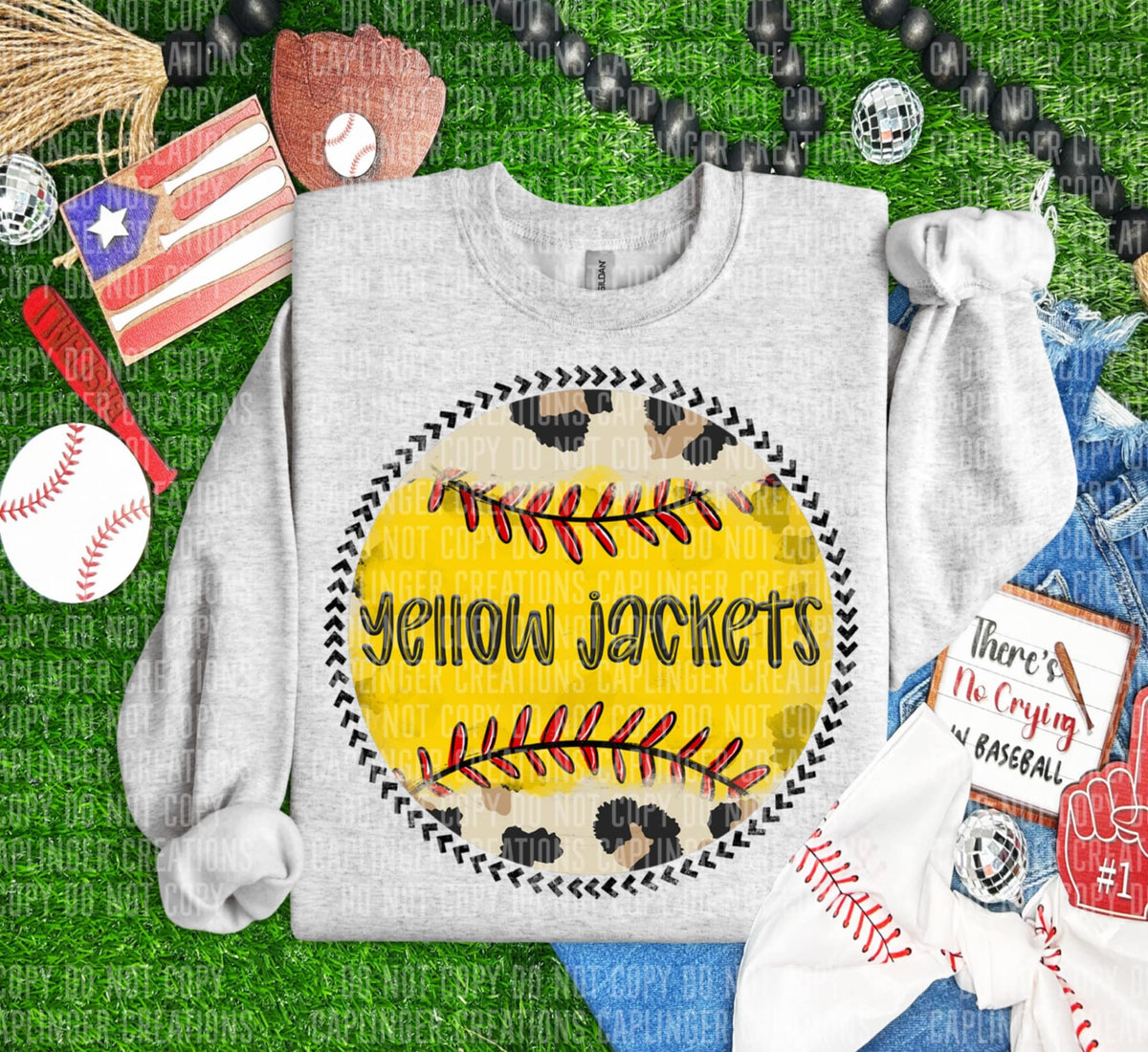 Yellow jackets softball background (Caplinger) 90974 DTF transfer