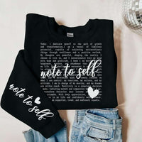 Note to self sayings WHITE FRONT ONLY 73863 DTF transfer