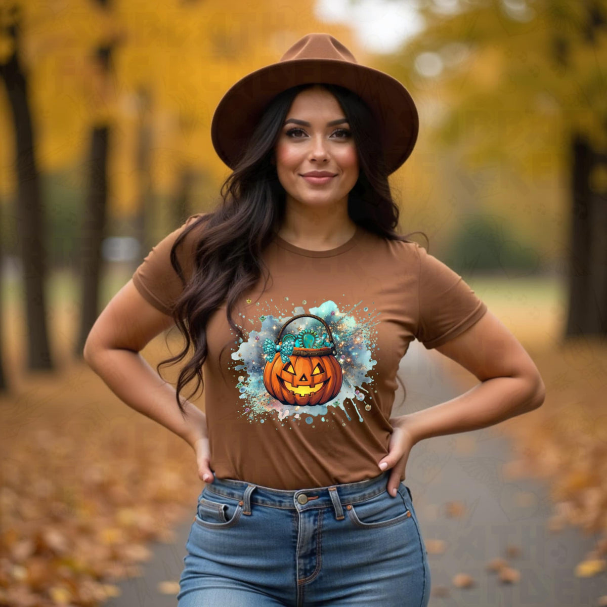 Pumpkin with turquoise 106137 DTF transfer