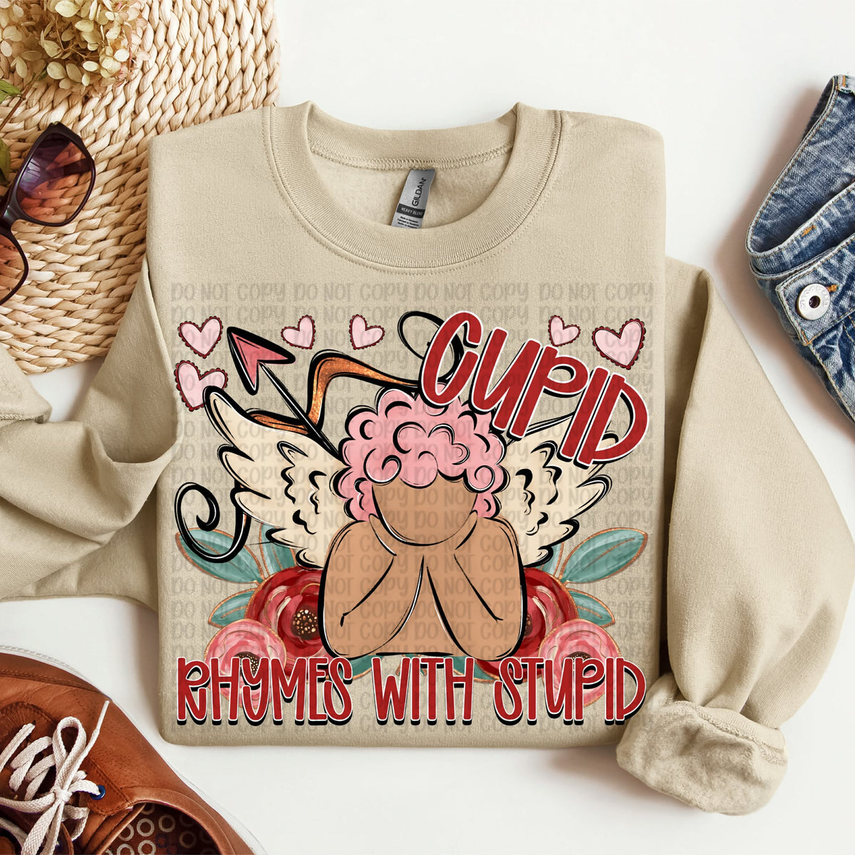 Cupid rhymes with stupid (tan skin tone) (VP) DTF transfer