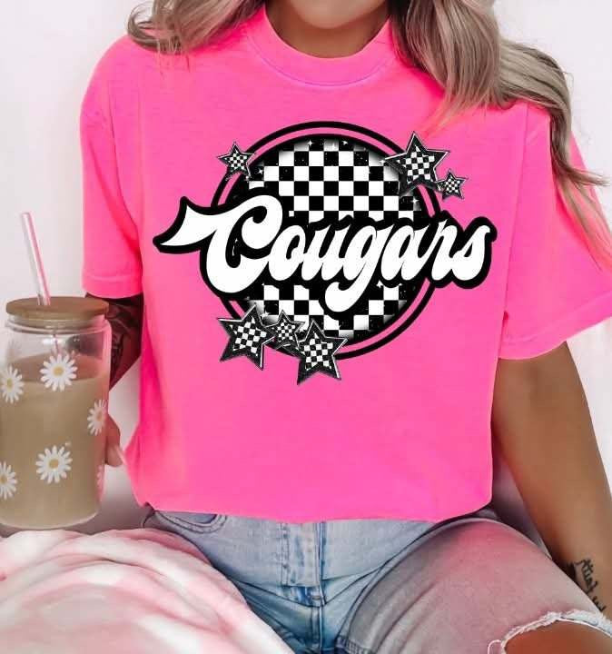 Cougars checkered circle (S&G) 82378 DTF transfer