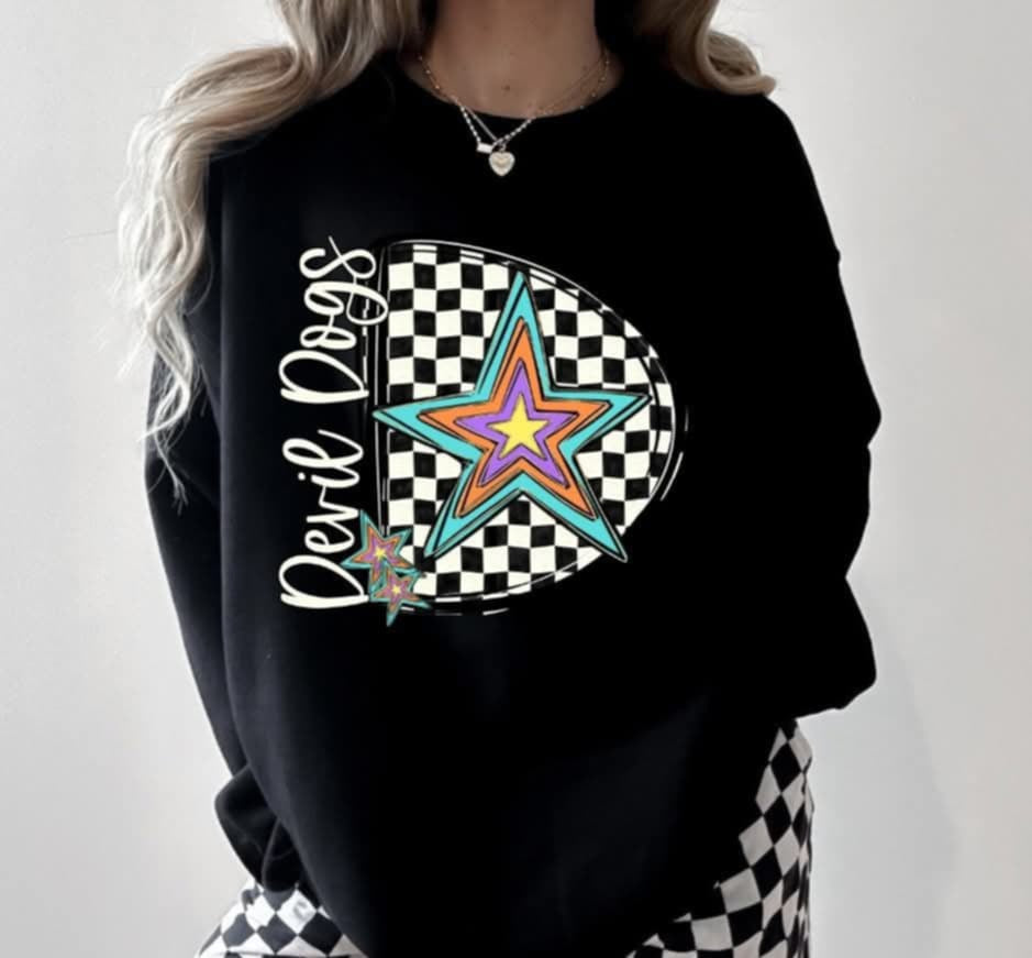 D dare devils checkered with stars (S&G) 87090 DTF transfer