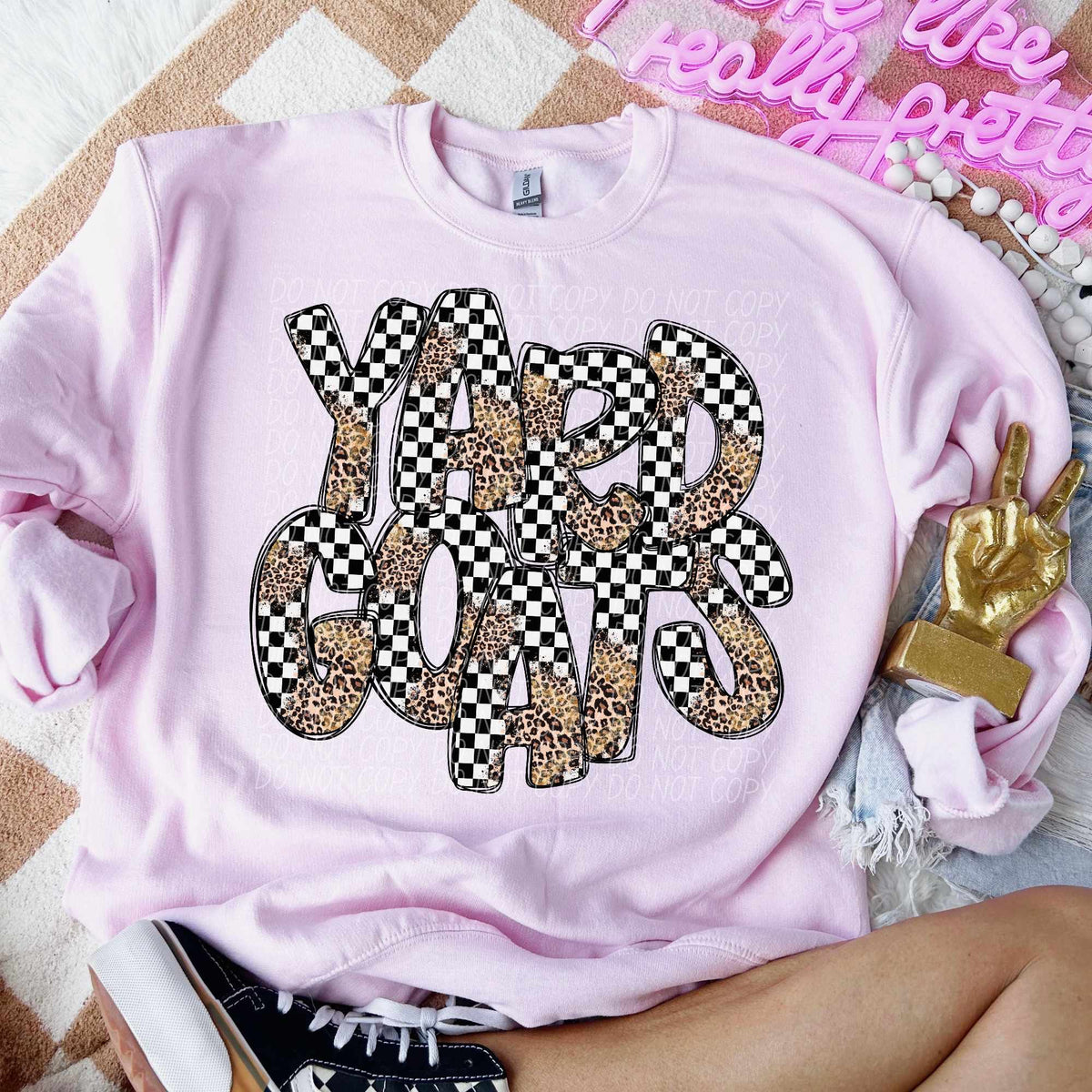 Yard goats checkered leopard filled (CITY) 53099 DTF transfer