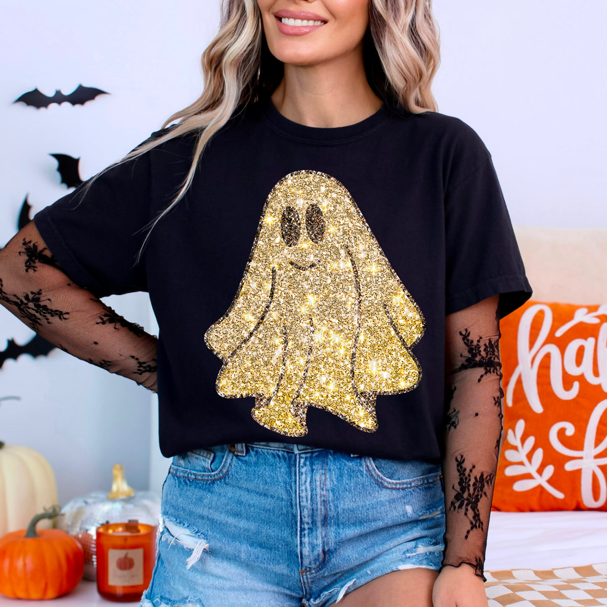 Gold Glitter Ghost 113416 DTF transfer