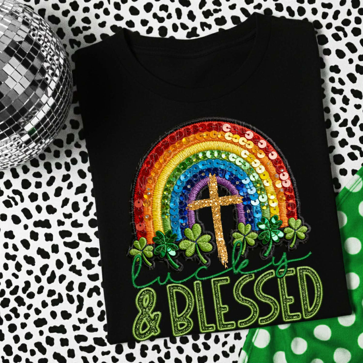 Lucky and blessed rainbow (DWS) DTF transfer