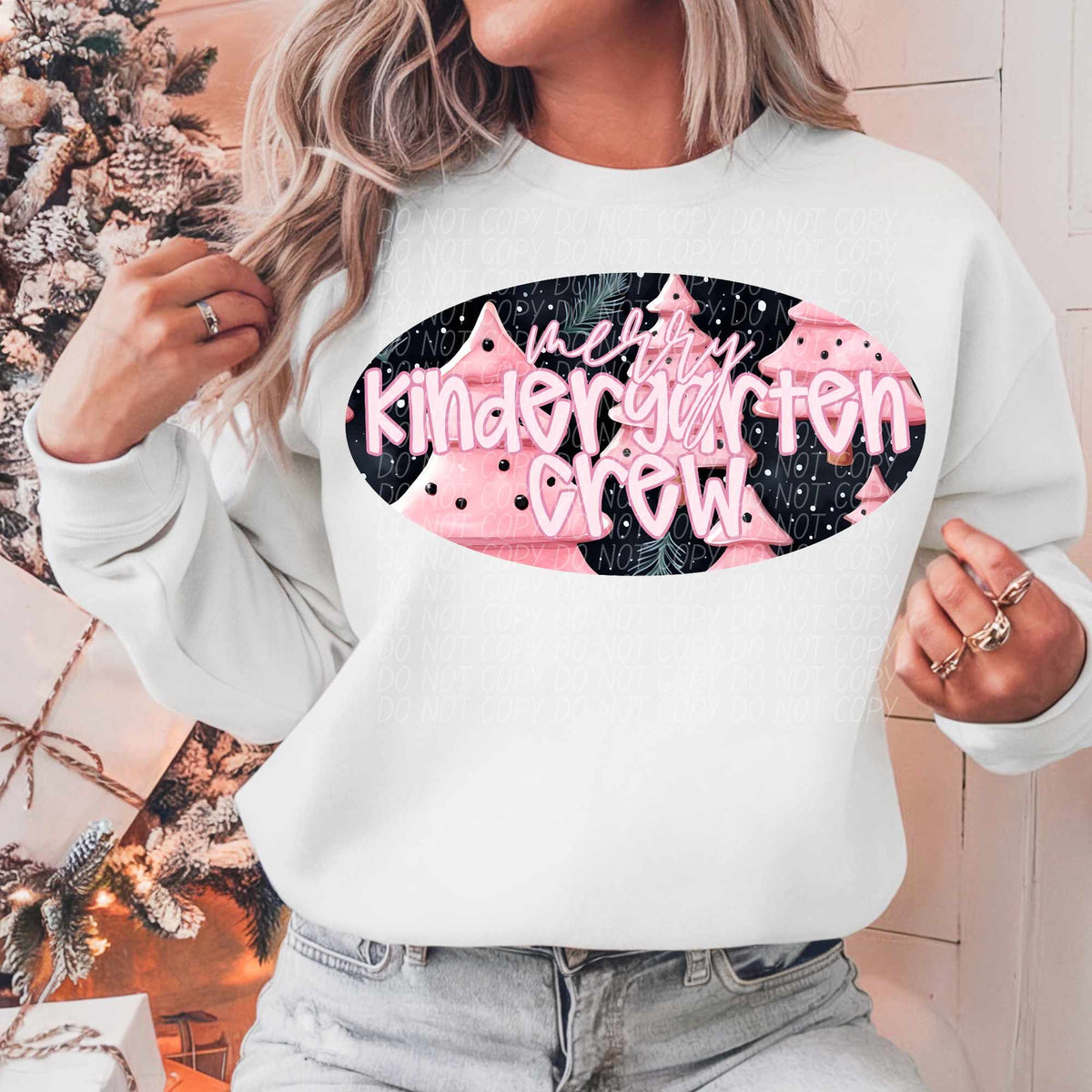 Merry kindergarten crew pink trees (CITY) 62320 DTF transfer