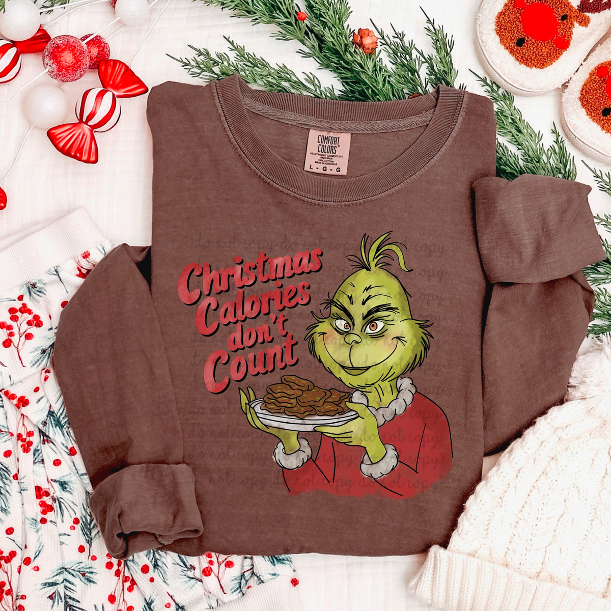 Christmas Calories don’t count green guy DTF transfer