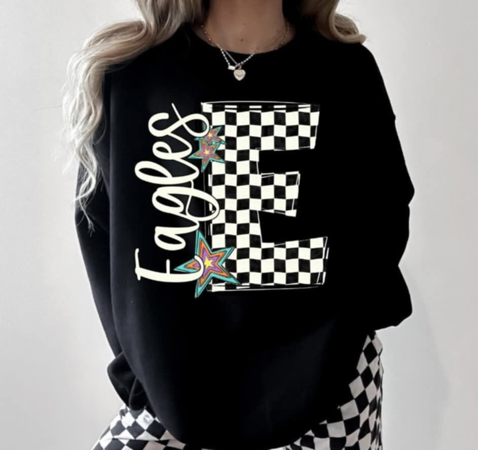 E eagles checkered with stars (S&G) 87082 DTF transfer