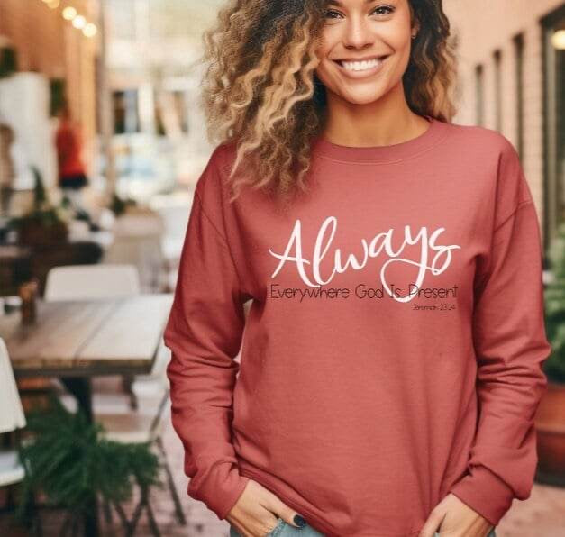 God is present always 64288 DTF transfer