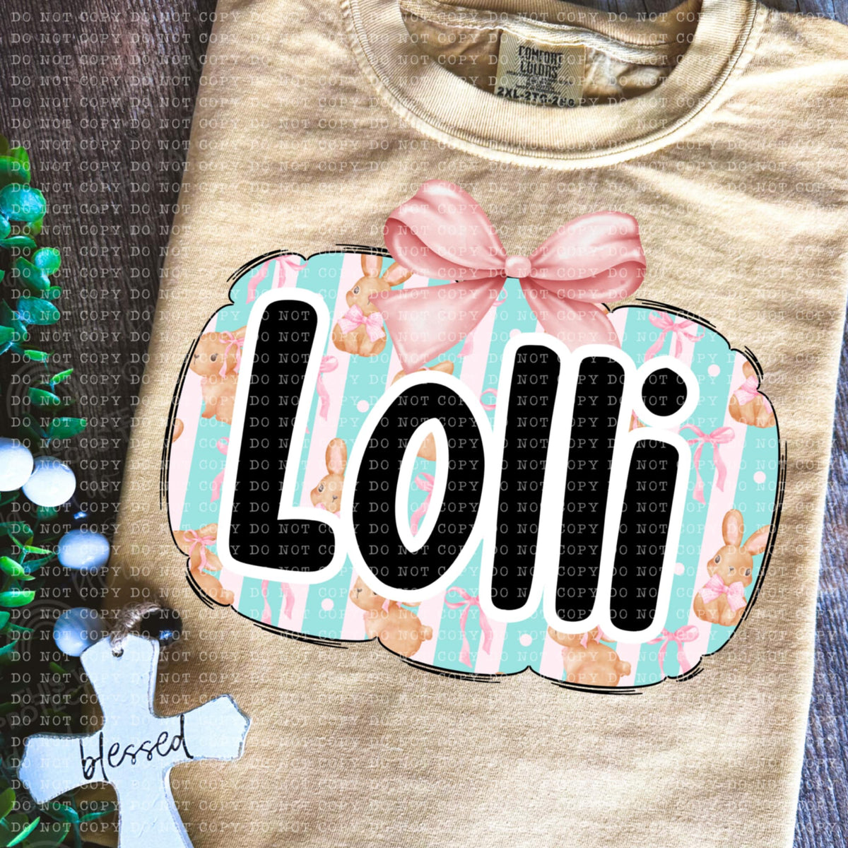 Lolli bunny background (ECHT) 85642 DTF transfer