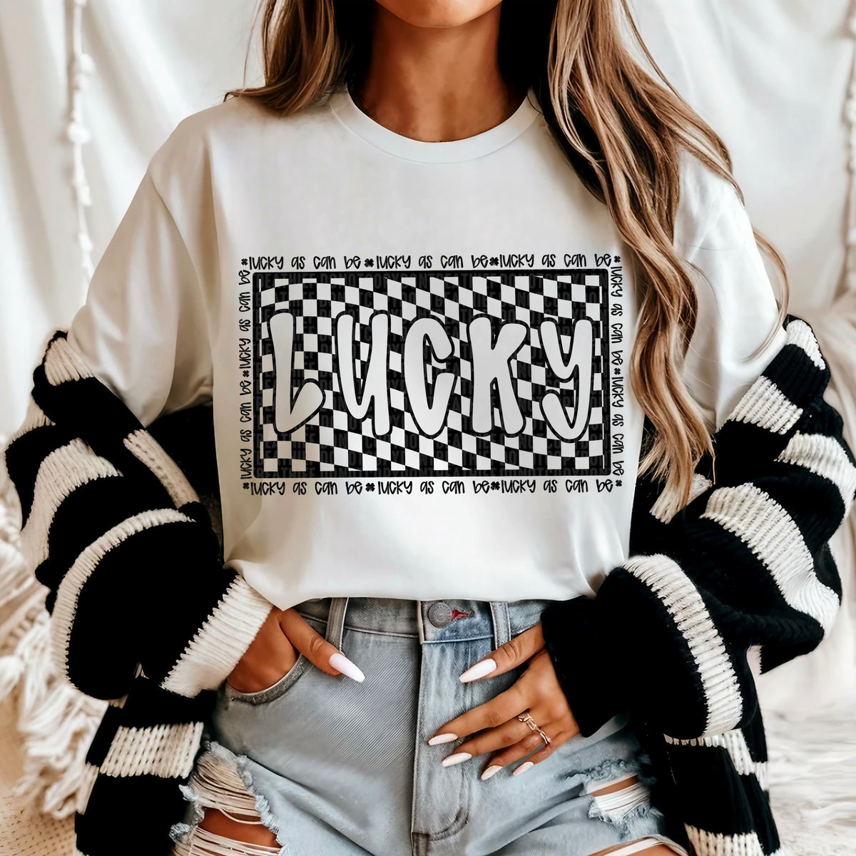 Lucky checkered background 95559 DTF transfer
