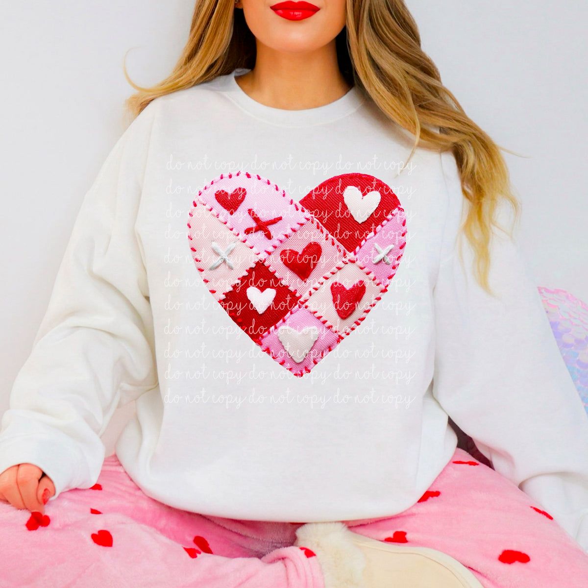 Faux Fabric Heart with stitches 116770 DTF transfer