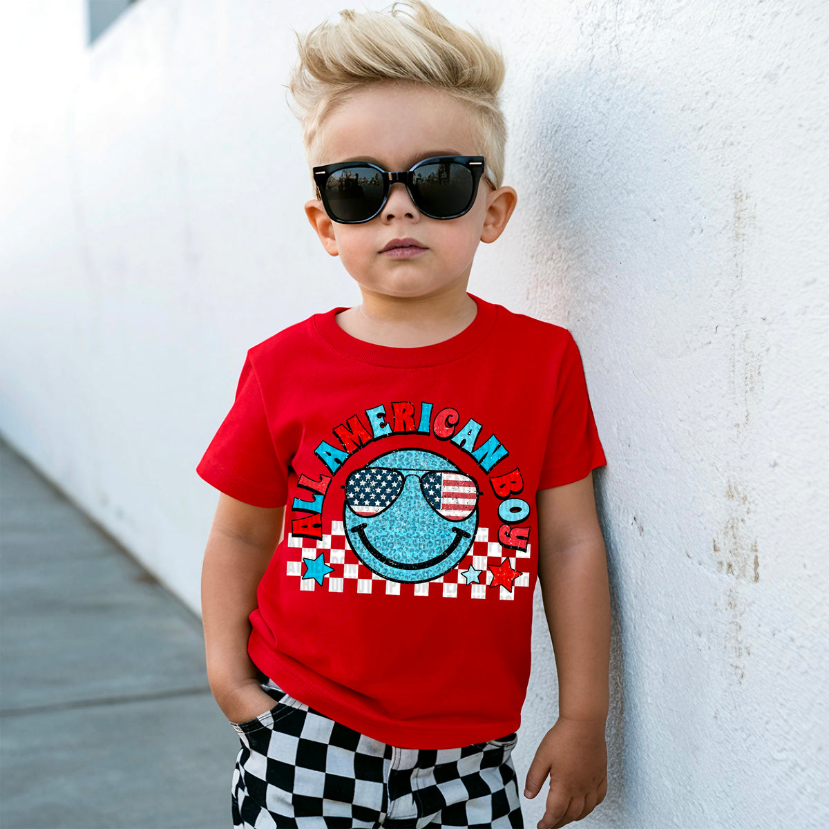 All American boy white checkered 100170 DTF transfer