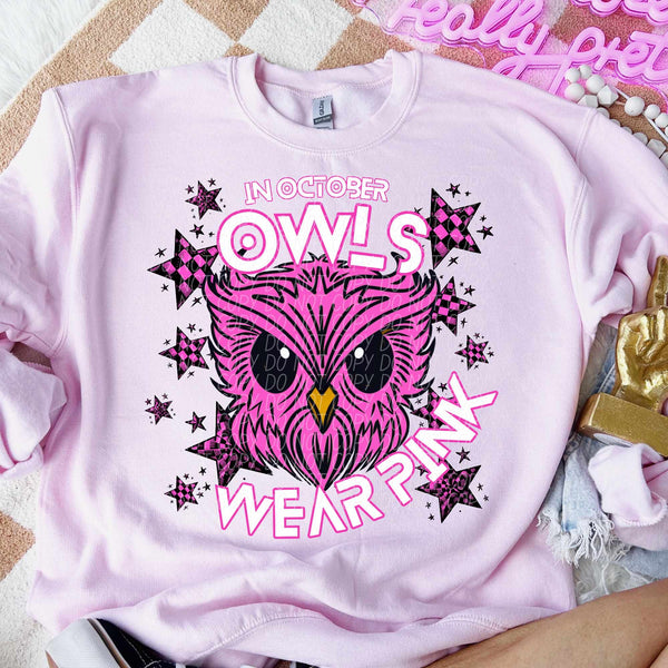 In October owls wear pink mascot 60027 DTF transfer