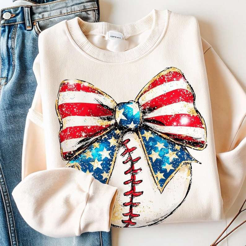 Patriotic bow with ball 84316 DTF transfer