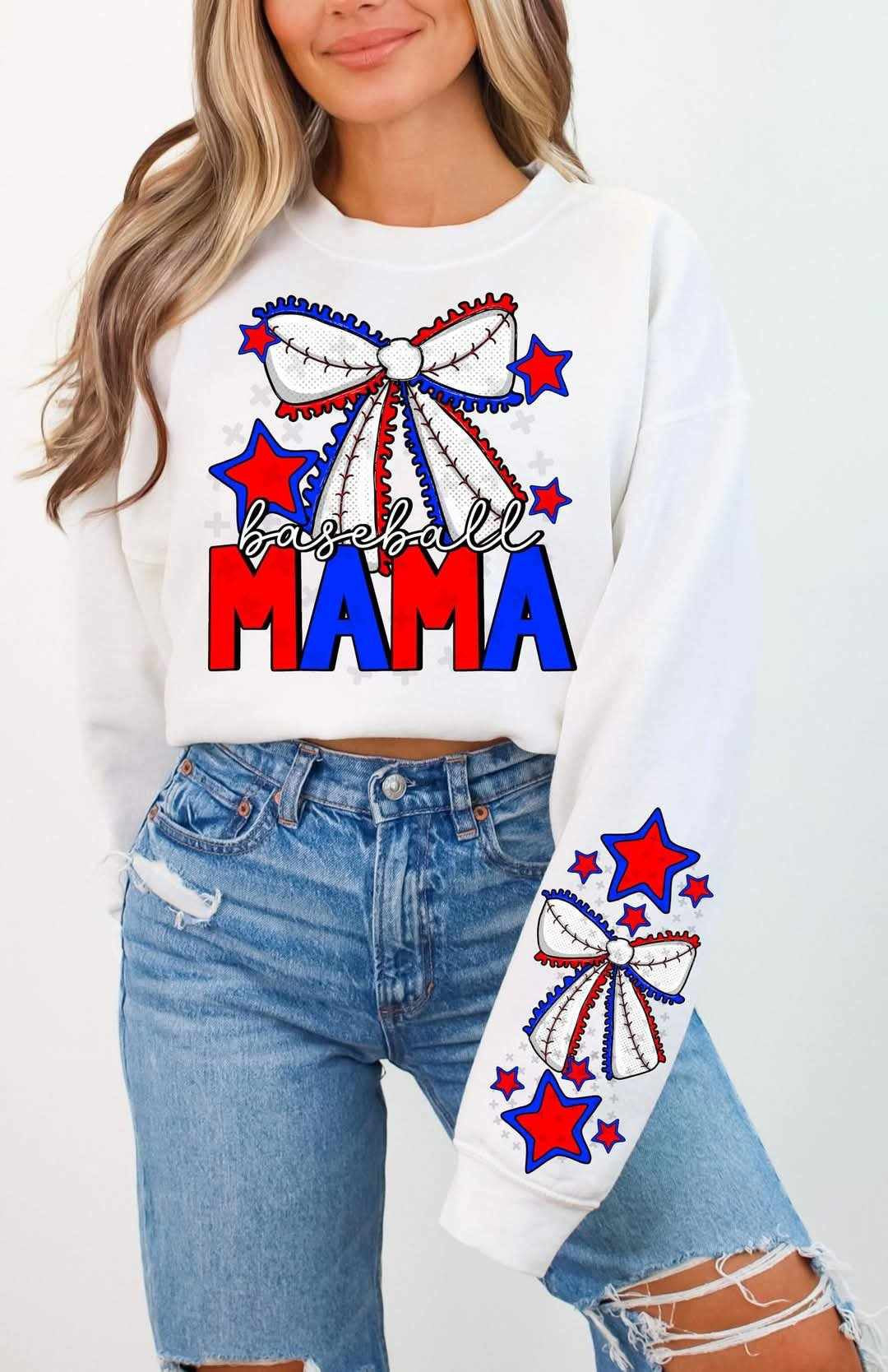 Baseball mama red and blue FRONT 80841 DTF transfer