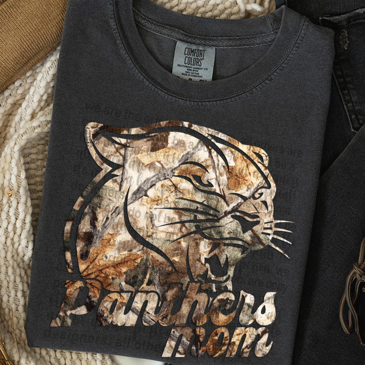 Panthers Mom Camo TTD DTF transfer