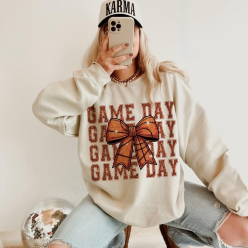 Game day stacked basketball bow 87774 DTF transfer