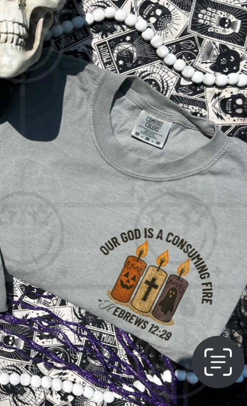 Our god is a consuming fire glitter flame pocket (HW) 107913 DTF transfer