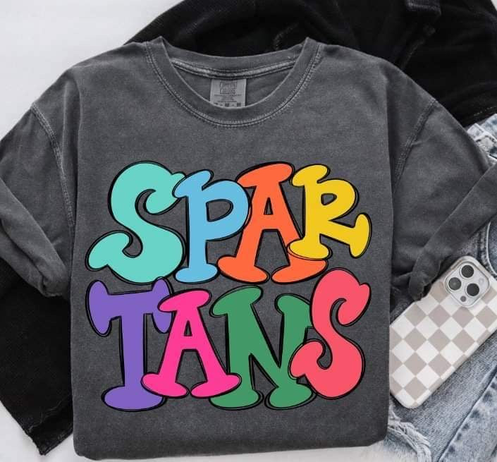 Spartans colorful bubble font (S&G) 64456 DTF transfer