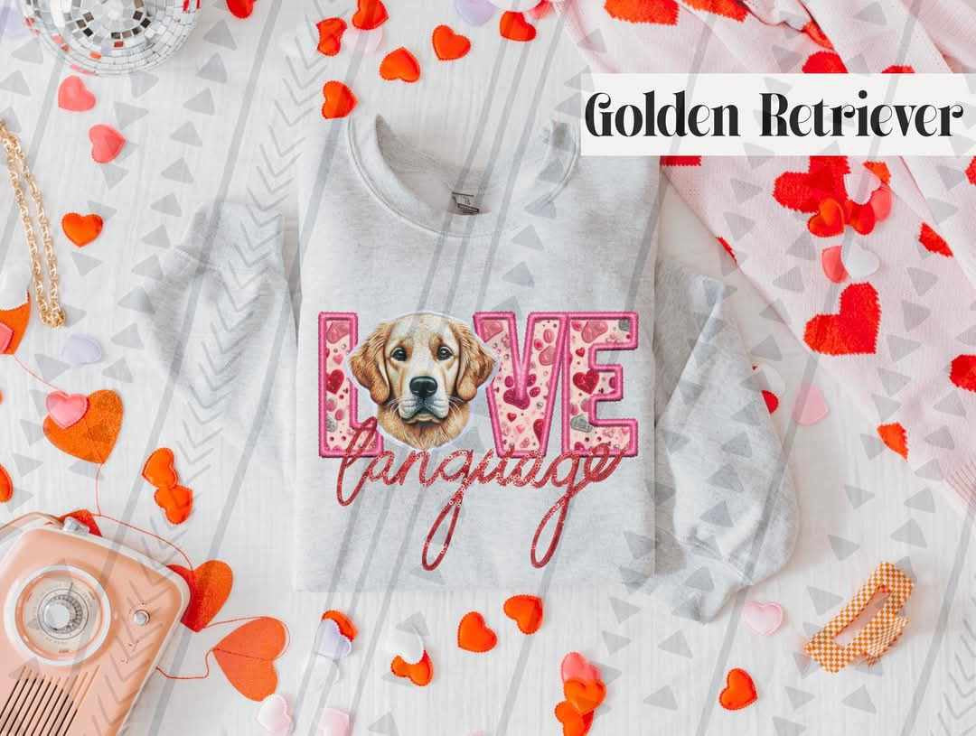 Love language golden retriever 75834 DTF transfer