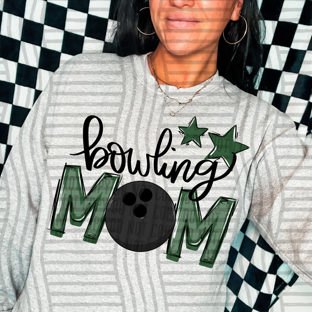 bowling mom hunter green stars (Caplinger) DTF transfer