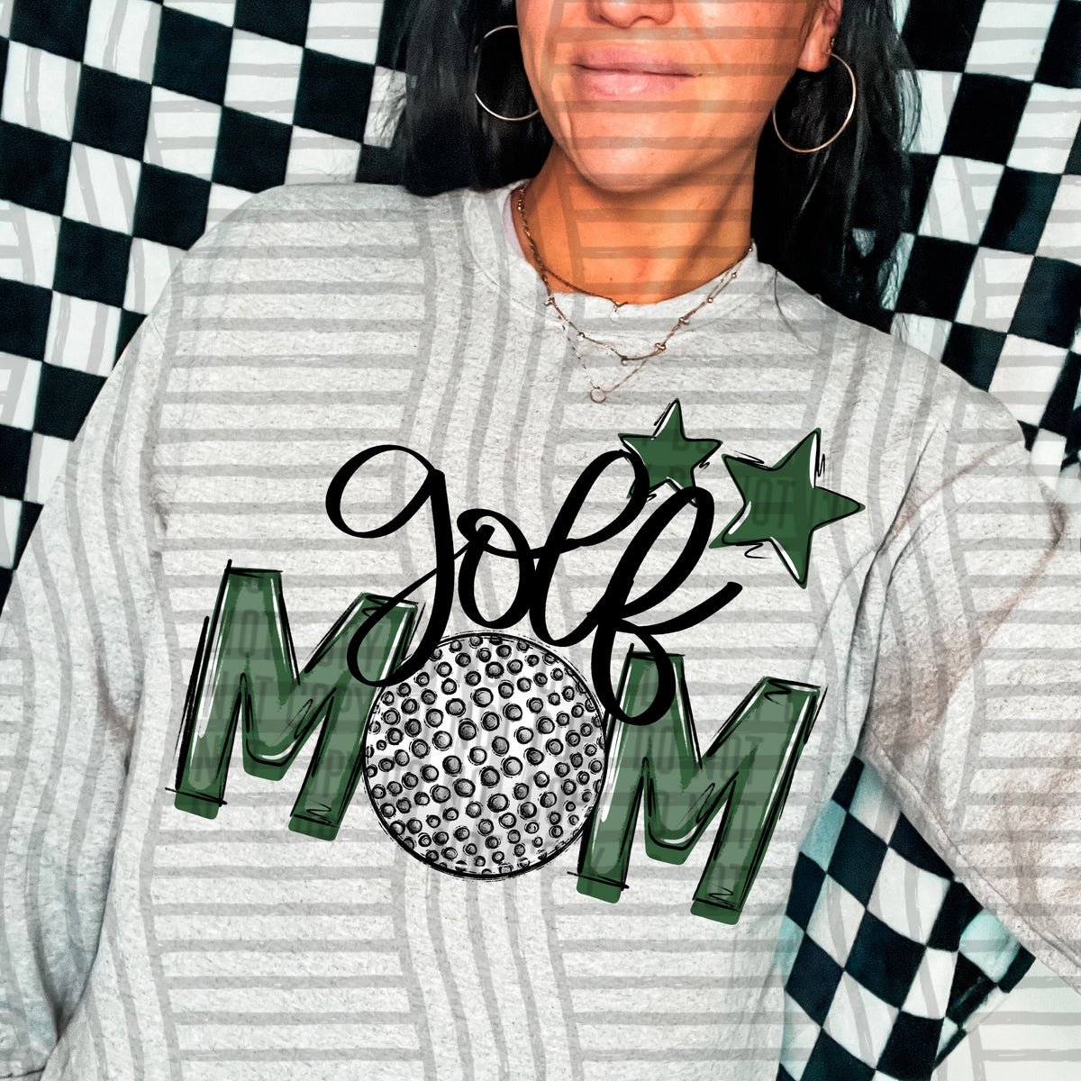 golf mom gray hunter green stars (Caplinger) DTF transfer
