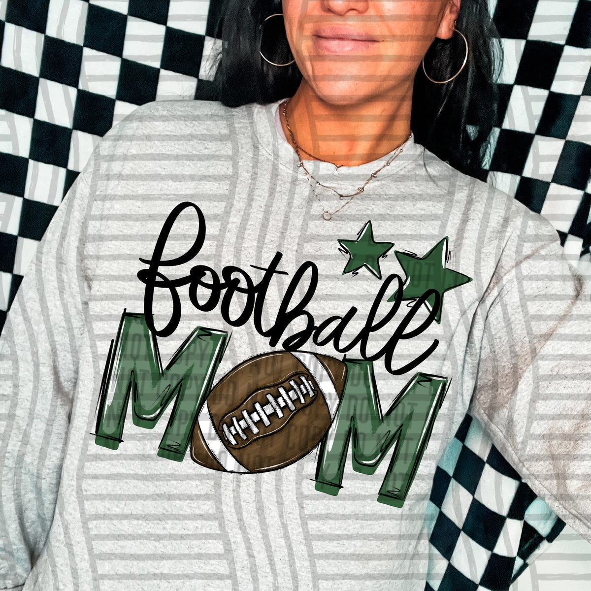 football mom gray hunter green stars (Caplinger) DTF transfer