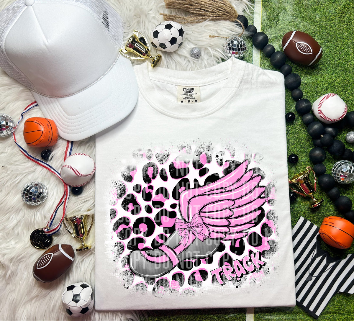 Track Shoe Leopard Background pink (Caplinger) DTF transfer