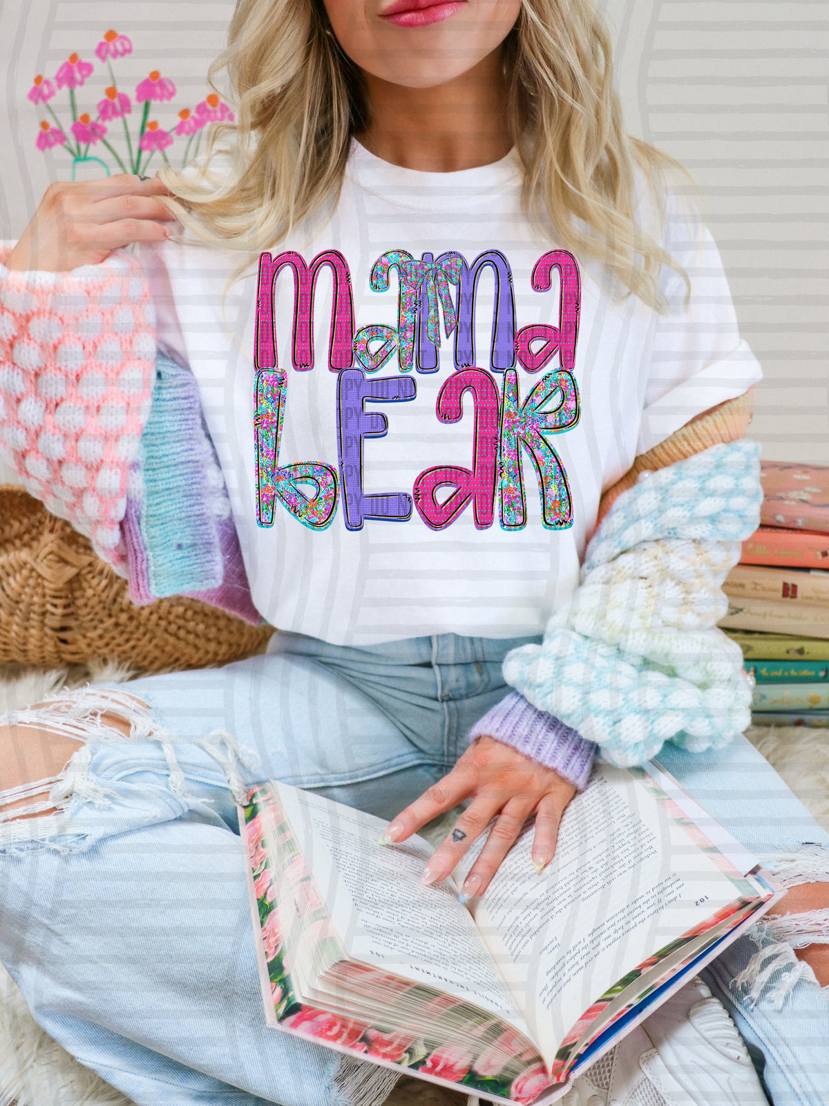 mama bear pastel colors (Caplinger) DTF Transfer