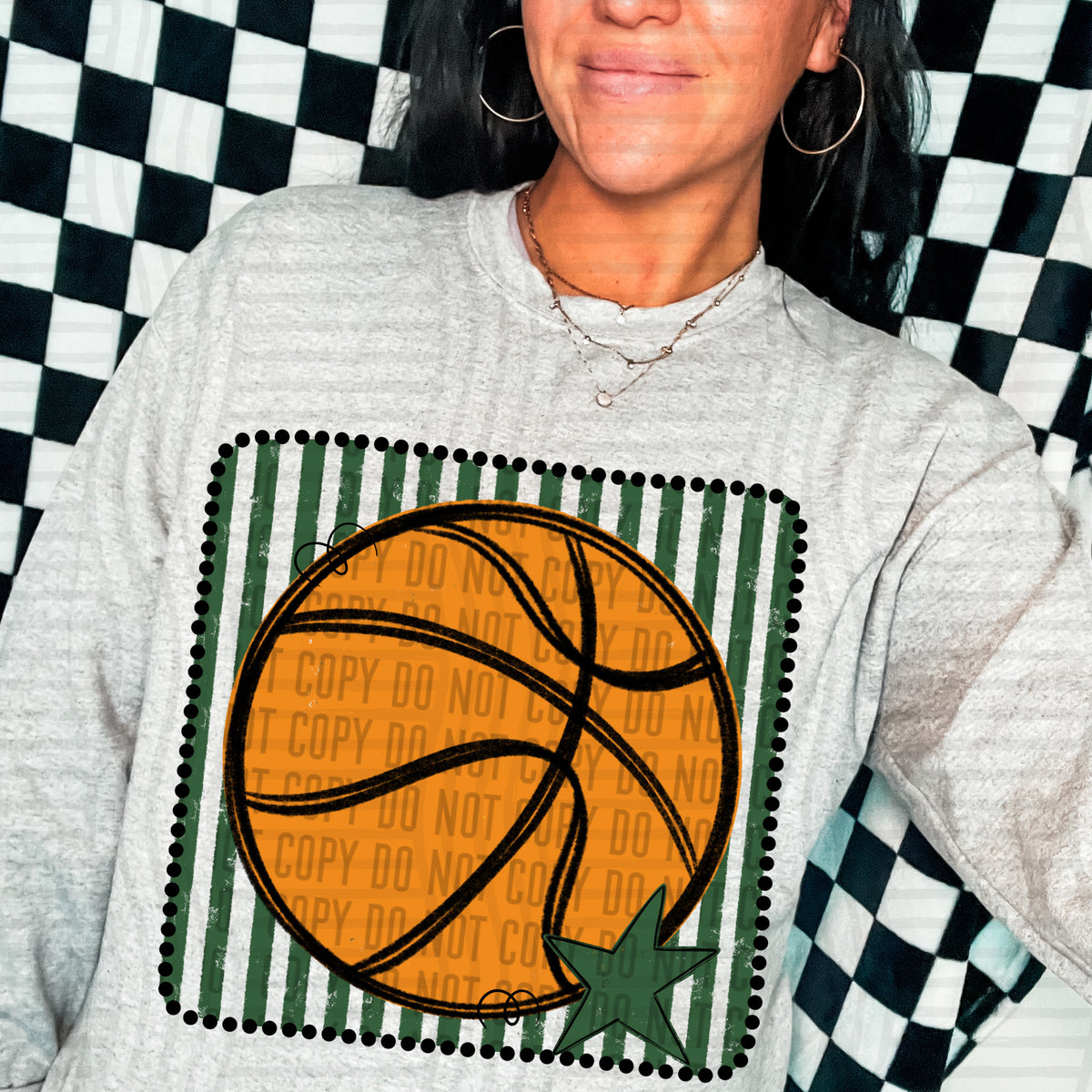 Basketball hunter green striped frame (Caplinger) DTF transfer
