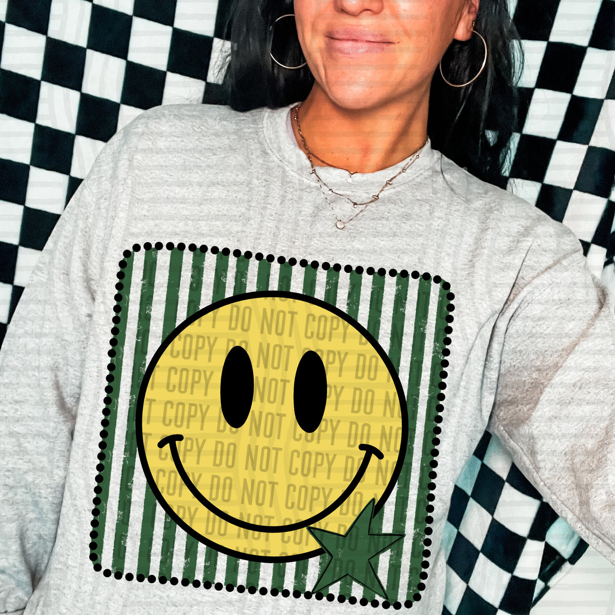 Smiley hunter green striped frame (Caplinger) DTF transfer