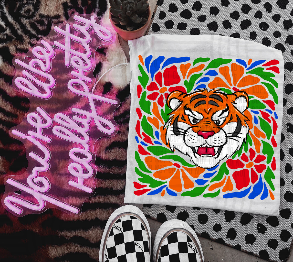 Tiger Retro Floral (Caplinger) 101122 DTF transfer