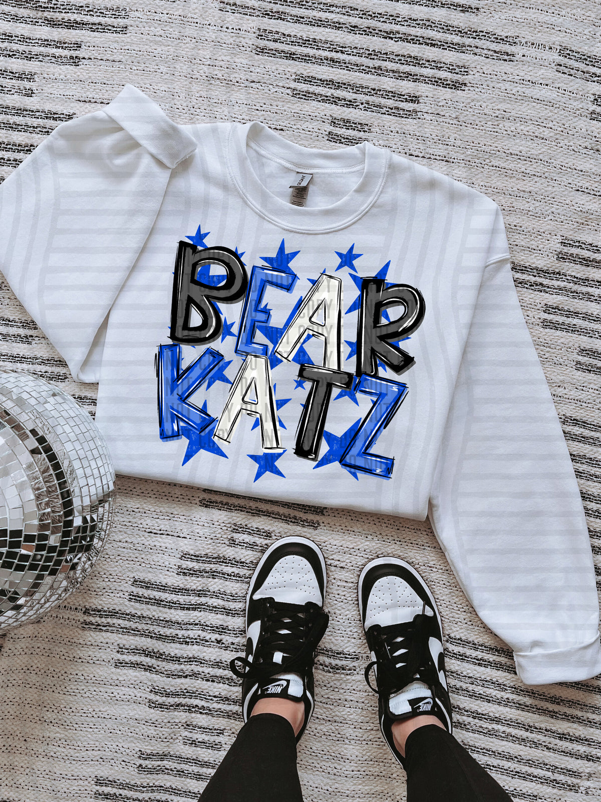 bear katz black and blue with blue stars (caplinger) DTF Transfer