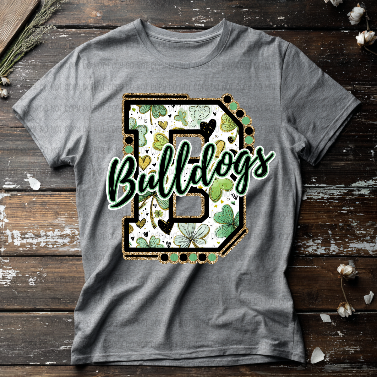 Bulldogs letter St. Patrick's Day GREEN (Revel) DTF Transfer