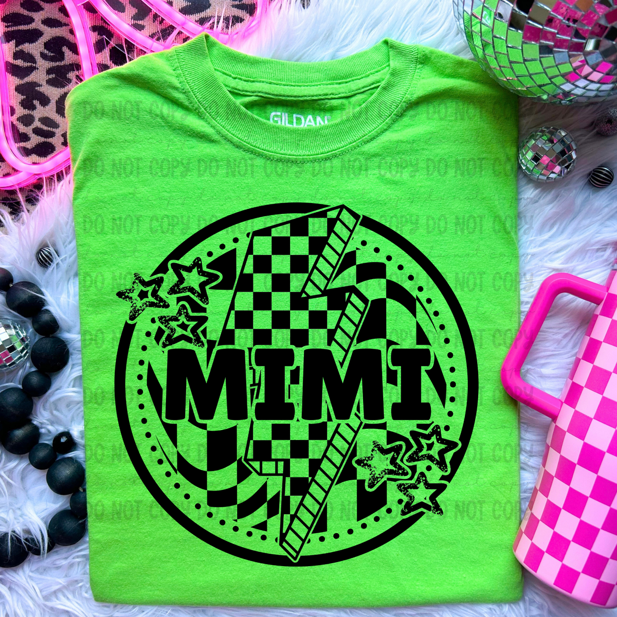 Mimi Black Checkered Bolt (REVEL) DTF transfer