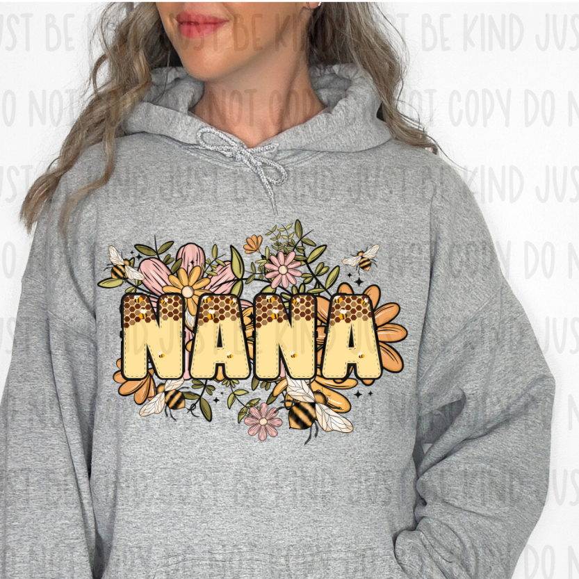 Nana Bee Floral *FRONT ONLY (Revel) 72645 DTF Transfer