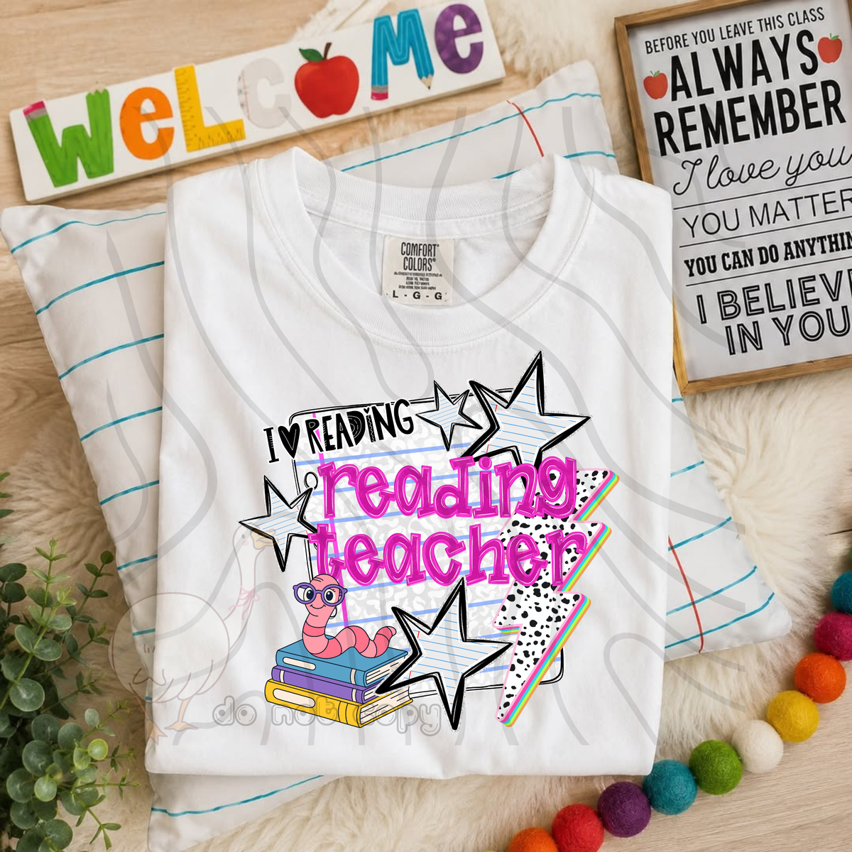 Reading teacher rainbow dalmatian lightning bolts (DKD) DTF transfer
