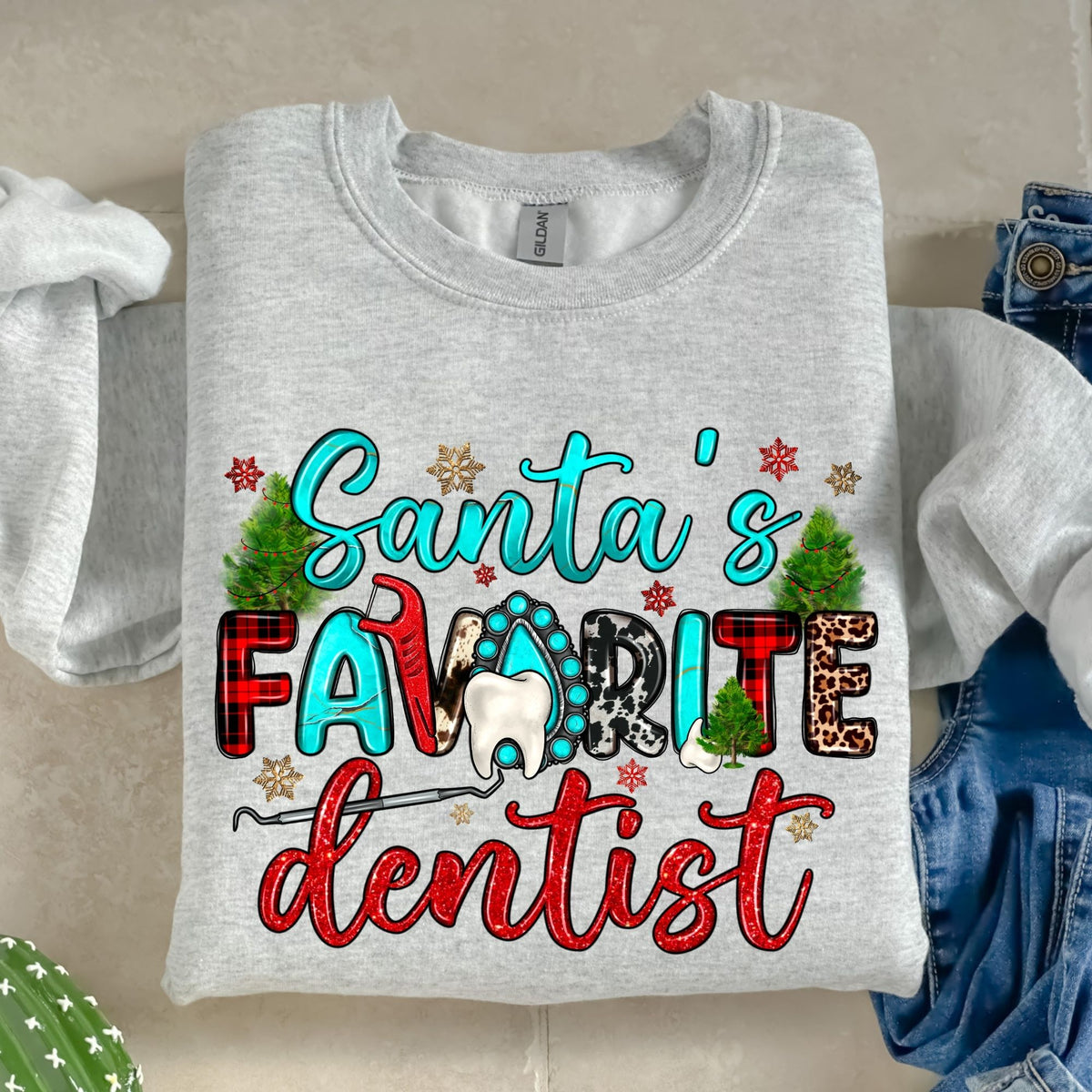 Santa's Favorite Dentist-38718-DTF transfer