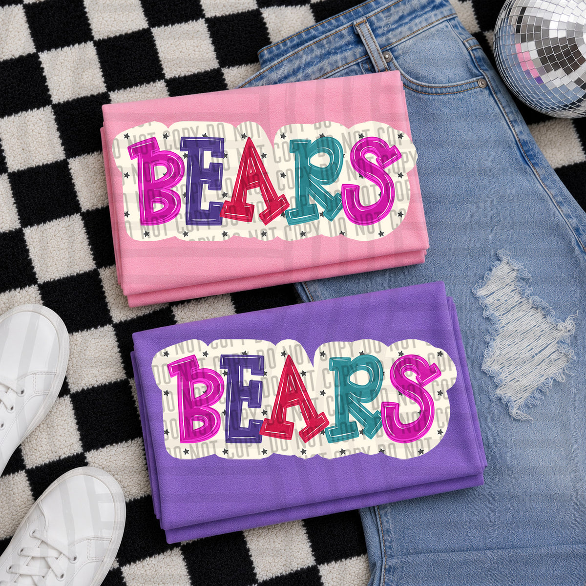 bears bubble around letters with small stars (Caplinger) DTF Transfer