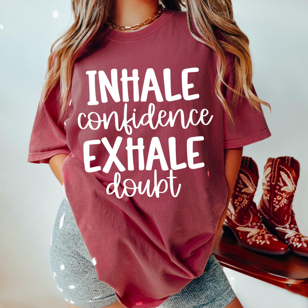 Inhale courage exhale doubt WHITE (CMLD) 98750 DTF transfer