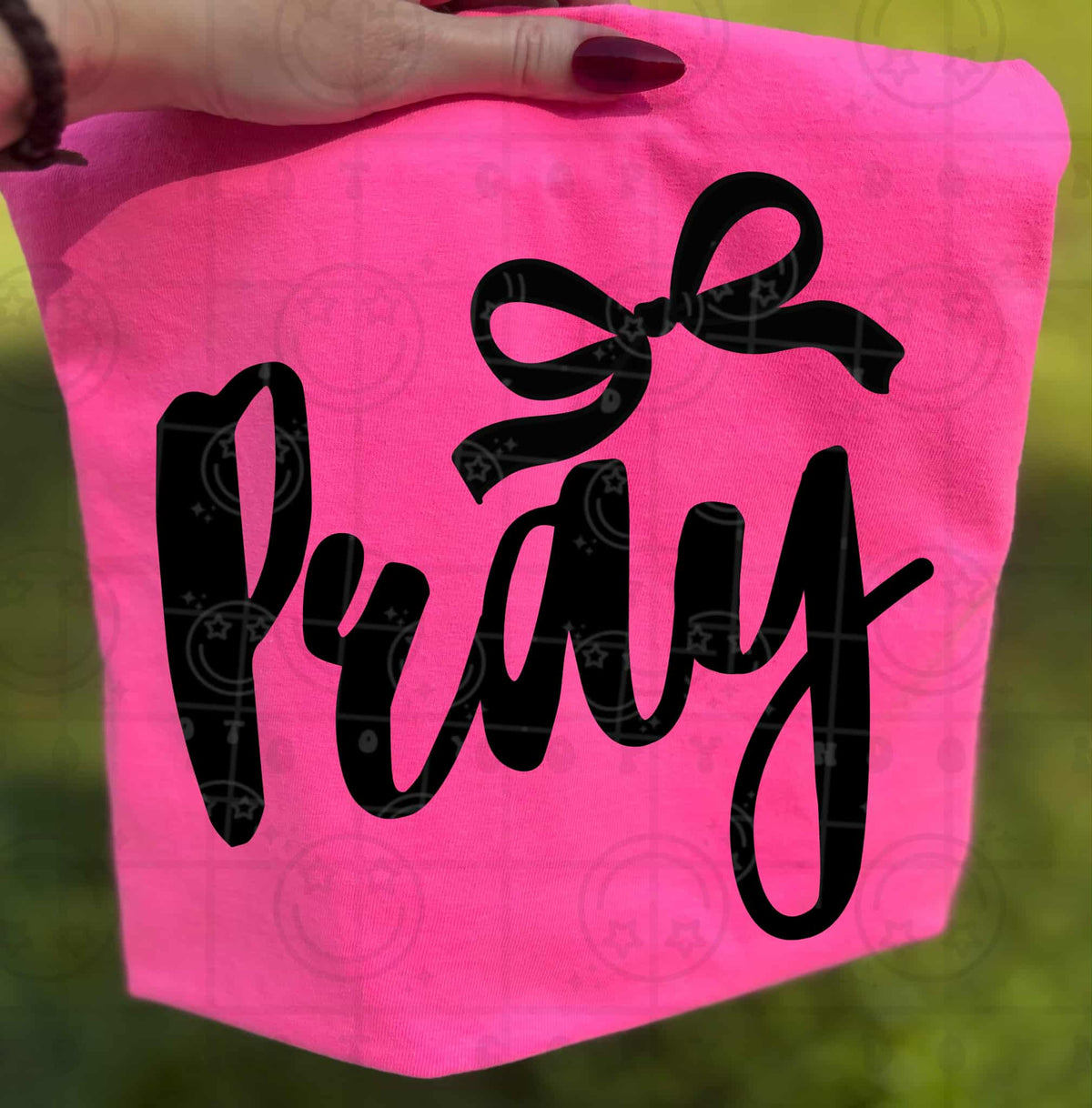 Pray BLACK with bow (HW) DTF Transfer