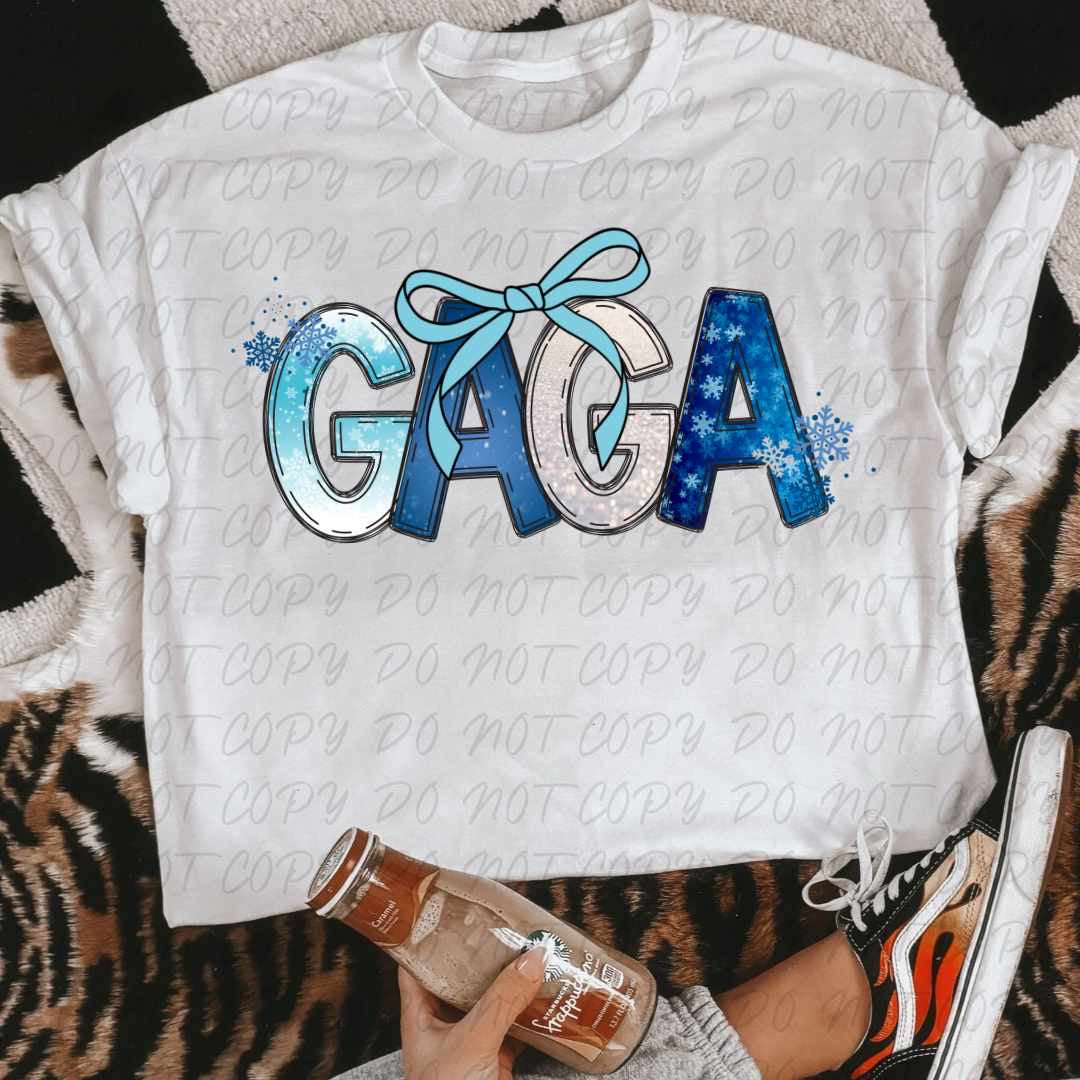 Gaga blue wrapping paper font (VINTAGE) 64136 DTF transfer
