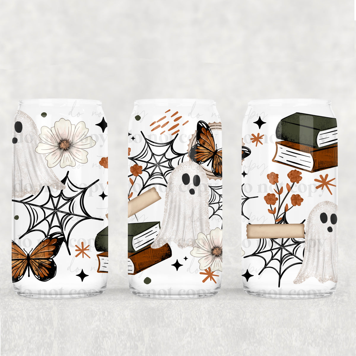 Ghost with books and webs (CSC) UV DTF WRAP
